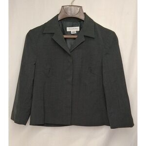 Brooks Brothers Women's Blazer Gray Wool Blend Cropped Career‎ Suit Jacket 8P